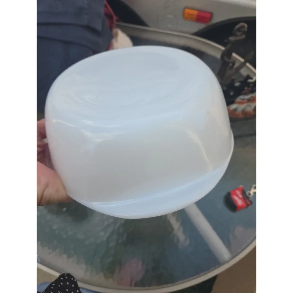 Vtg Pyr-O-Rey 8 Inch Casserole Baking Dish Milk Glass Flowers With Lid Pyrex